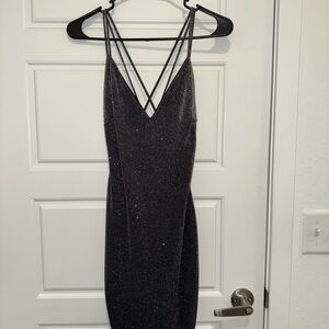 Elegant Black Glitter Cocktail Dress